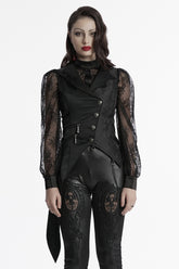 Black Bat Collar Sleeveless Asymmetric Women's Gothic Vest